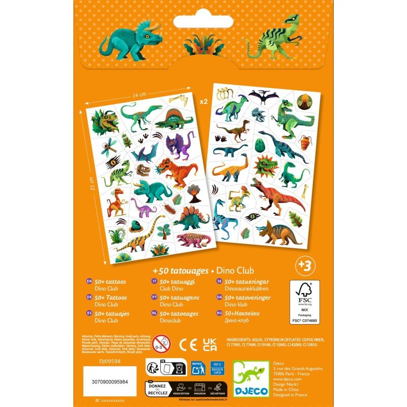 Djeco Tatuiruotės - Dinozaurai (50+ tatuiruočių)