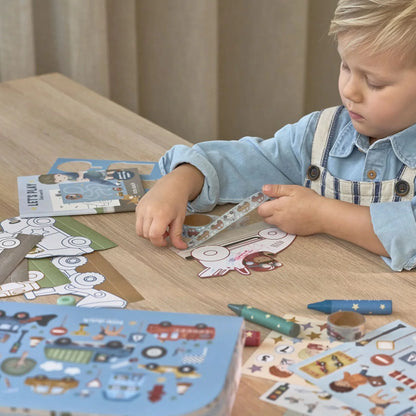 Little Dutch - kūrybinis rinkinys lagamine - Jim & Vehicles