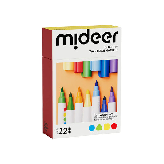 Mideer - Dvipusiai nuplaunami markeriai flomasteriai - 12 spalvų