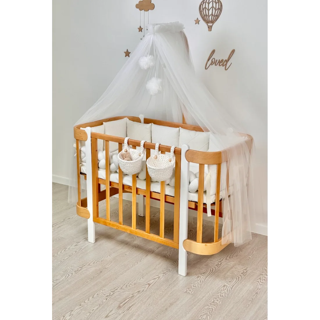 Ingvart transformuojama kūdikio lovytė - Nika natural + white
