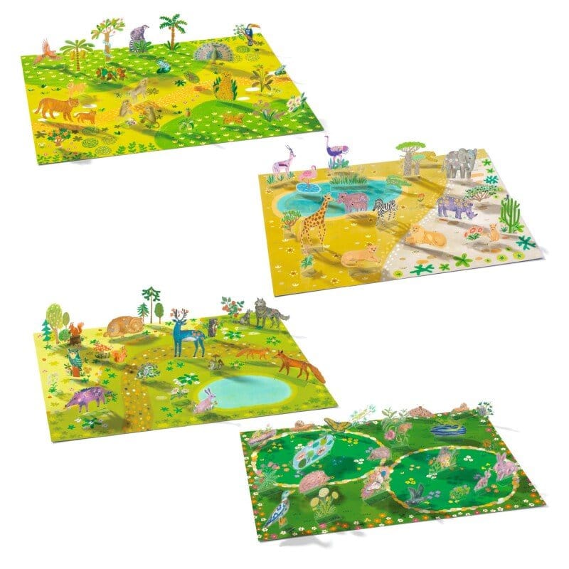 Djeco Daugkartiniai lipdukai - Daugkartiniai 3D lipdukai - Gyvūnai