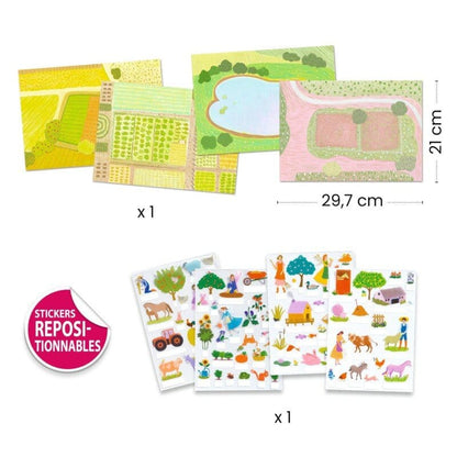 Djeco Daugkartiniai lipdukai - Daugkartiniai 3D lipdukai - Ūkis