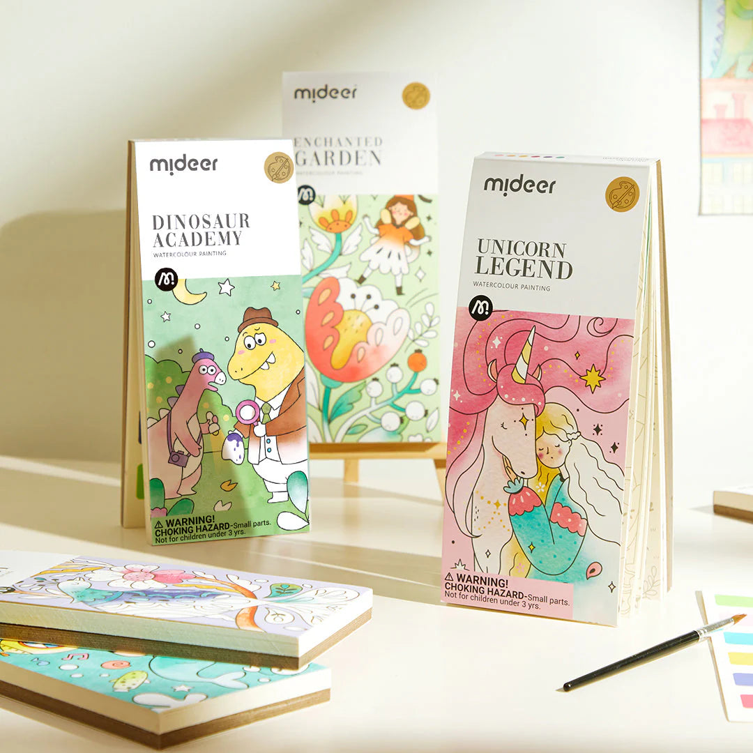Mideer - Spalvinimo akvarele knygelė Dinozaurų akademija
