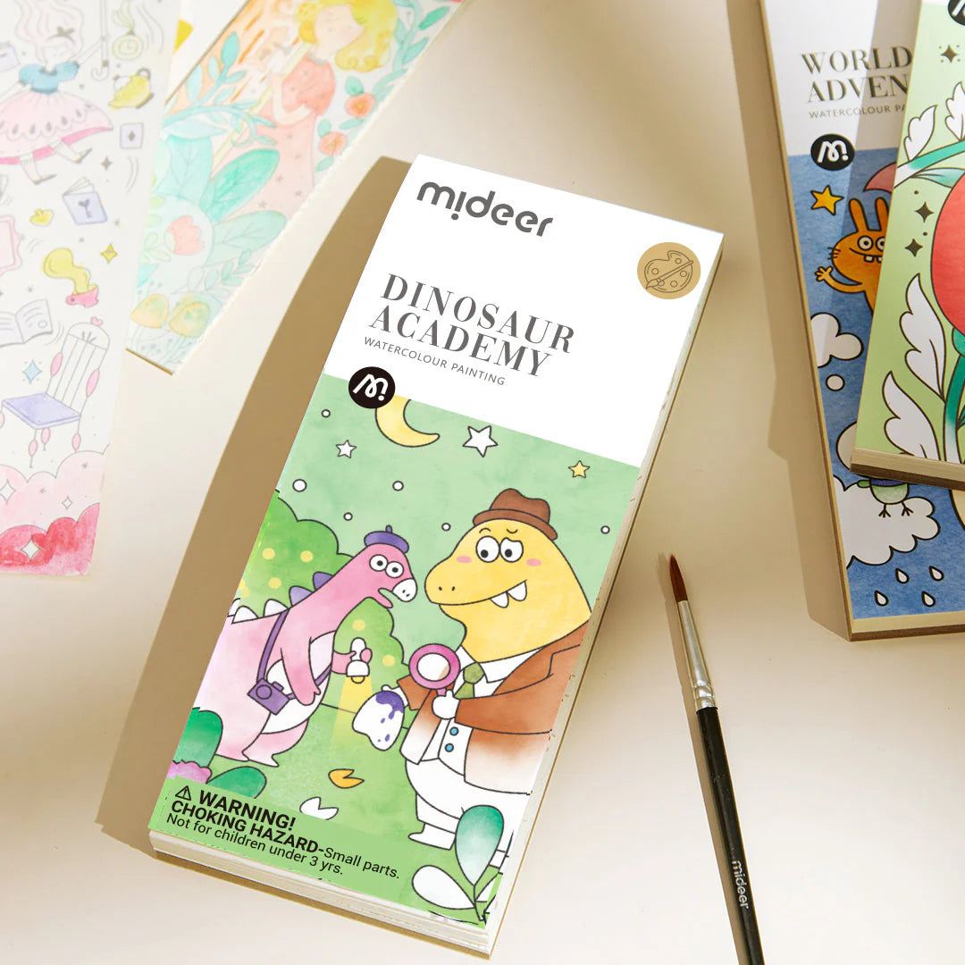 Mideer - Spalvinimo akvarele knygelė Dinozaurų akademija