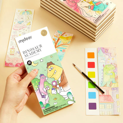 Mideer - Spalvinimo akvarele knygelė Dinozaurų akademija