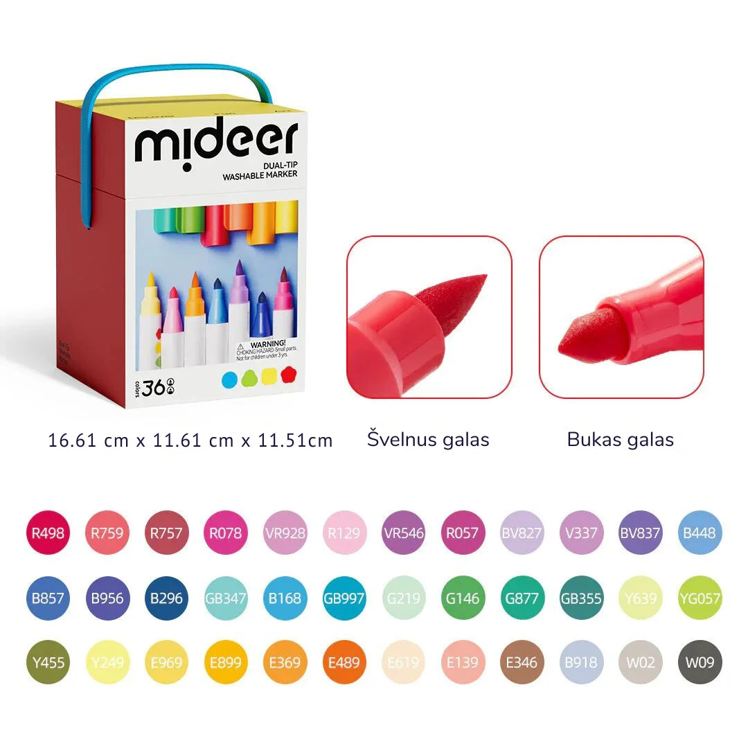 Mideer - Dvipusiai nuplaunami flomasteriai - 36 spalvos