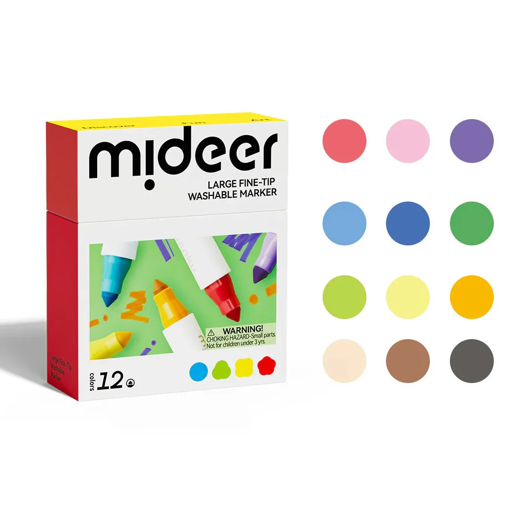 Mideer - nuplaunami markeriai flomasteriai - 12 spalvų