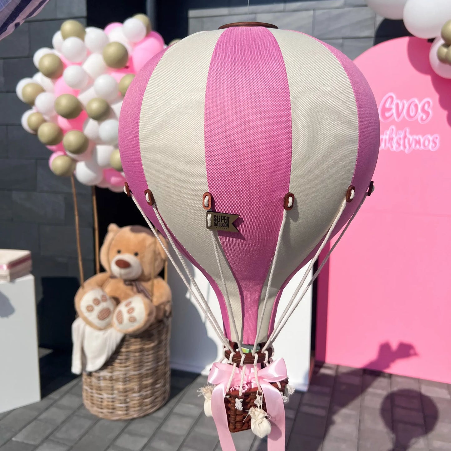 Pakabinamas dekoratyvinis oro balionas BEIGE-POWDER PINK