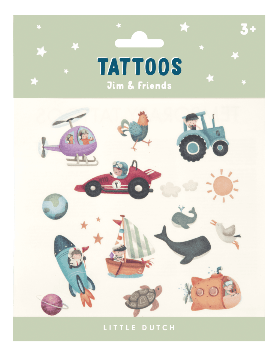 Little Dutch Vaikiškos laikinos tatuiruotės - Jim and Friends