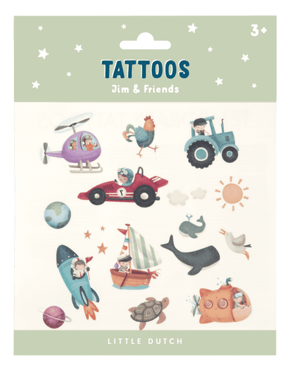 Little Dutch Vaikiškos laikinos tatuiruotės - Jim and Friends