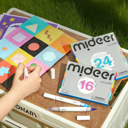 Mideer dvispalviai akriliniai markeriai – 16 spalvų