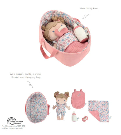 Little Dutch pliušinė lėlė nešiojimo lopšyje - Rosa