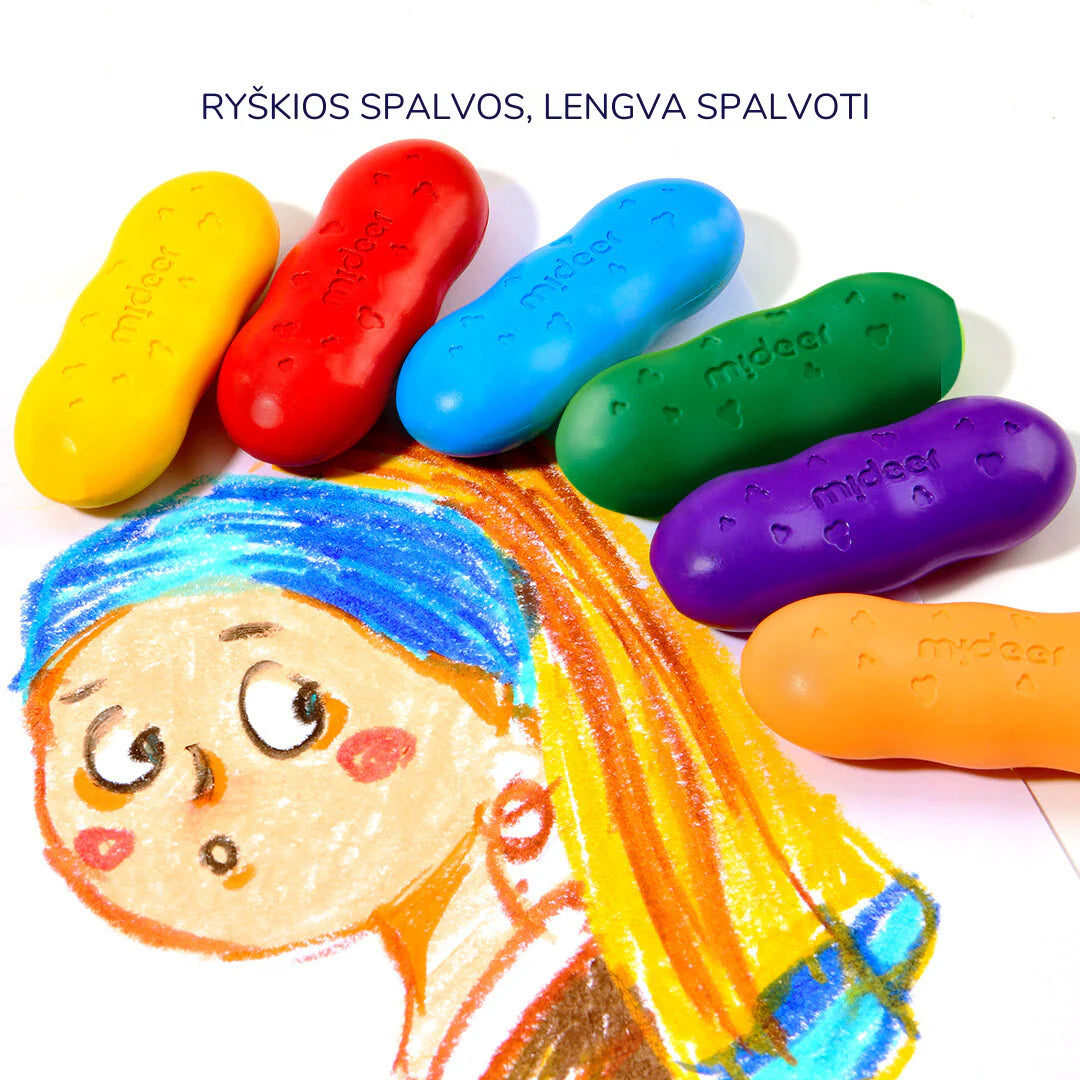 Mideer - Bičių vaško kreidelės "Pupelės" - 12 spalvų