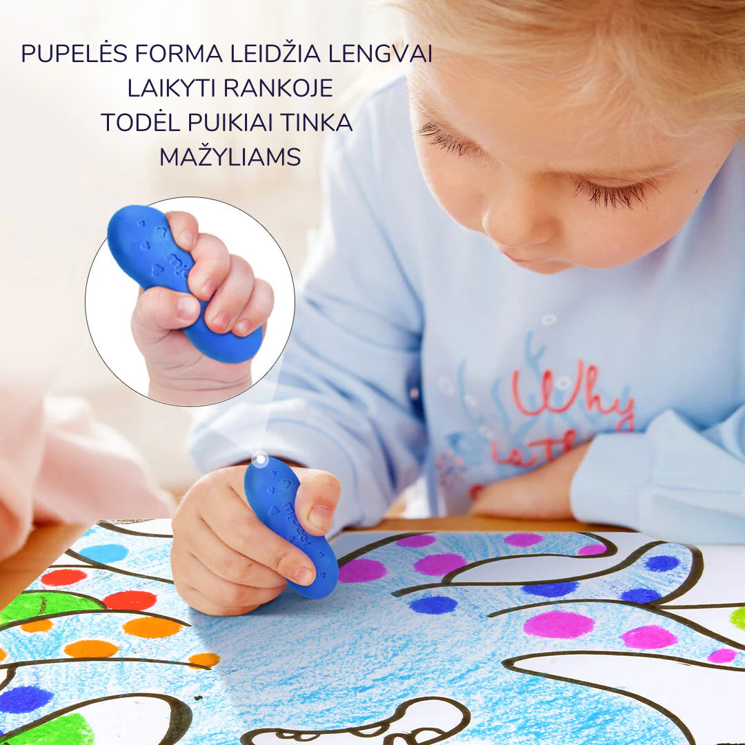 Mideer - Bičių vaško kreidelės "Pupelės" - 12 spalvų