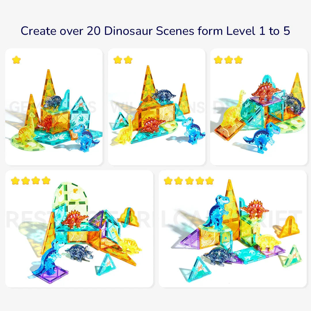 Mideer - Magnetinis konstruktorius – Dinozaurai – 48 dalių