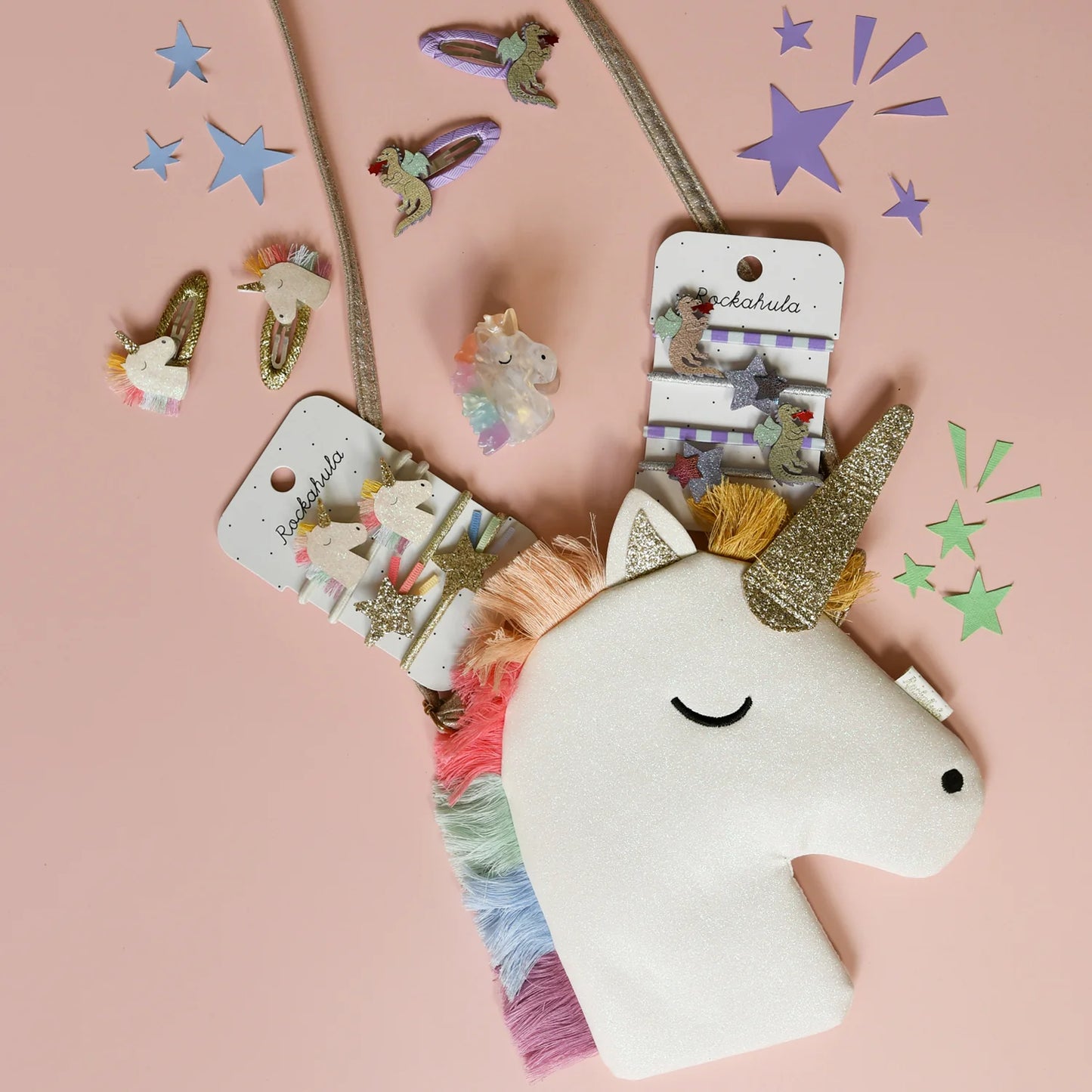 Rockahula plaukų segtukų rinkinys - Rainbow Unicorn