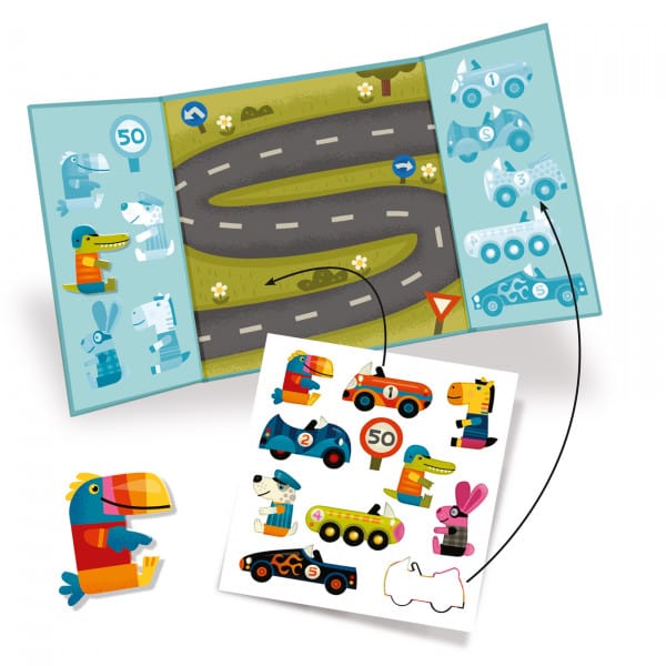 Djeco Daugkartiniai lipdukai - Automobiliai