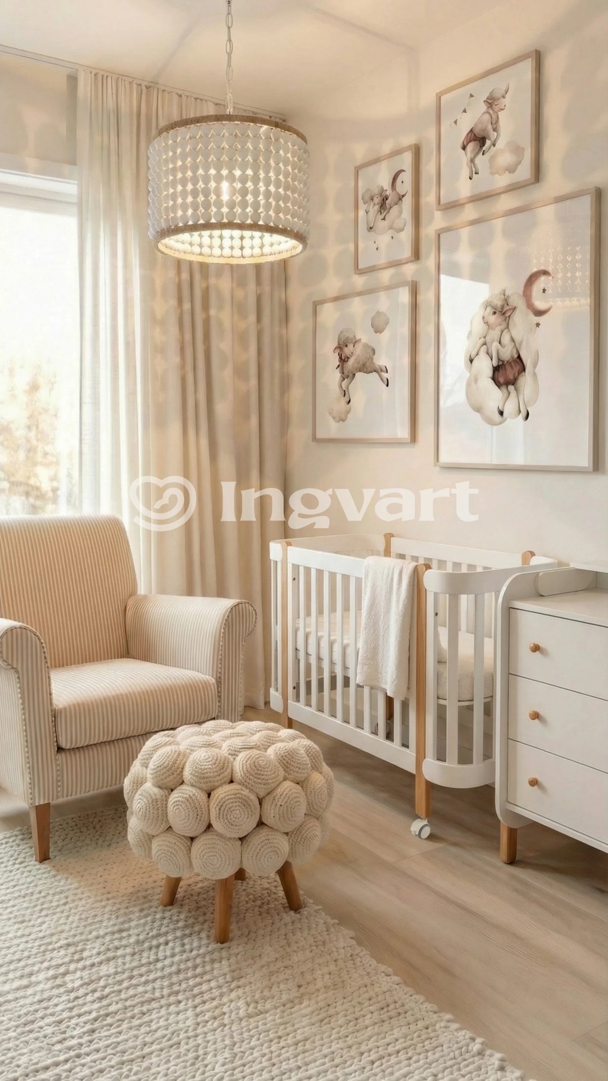 Ingvart transformuojama kūdikio lovytė - Nika natural + white