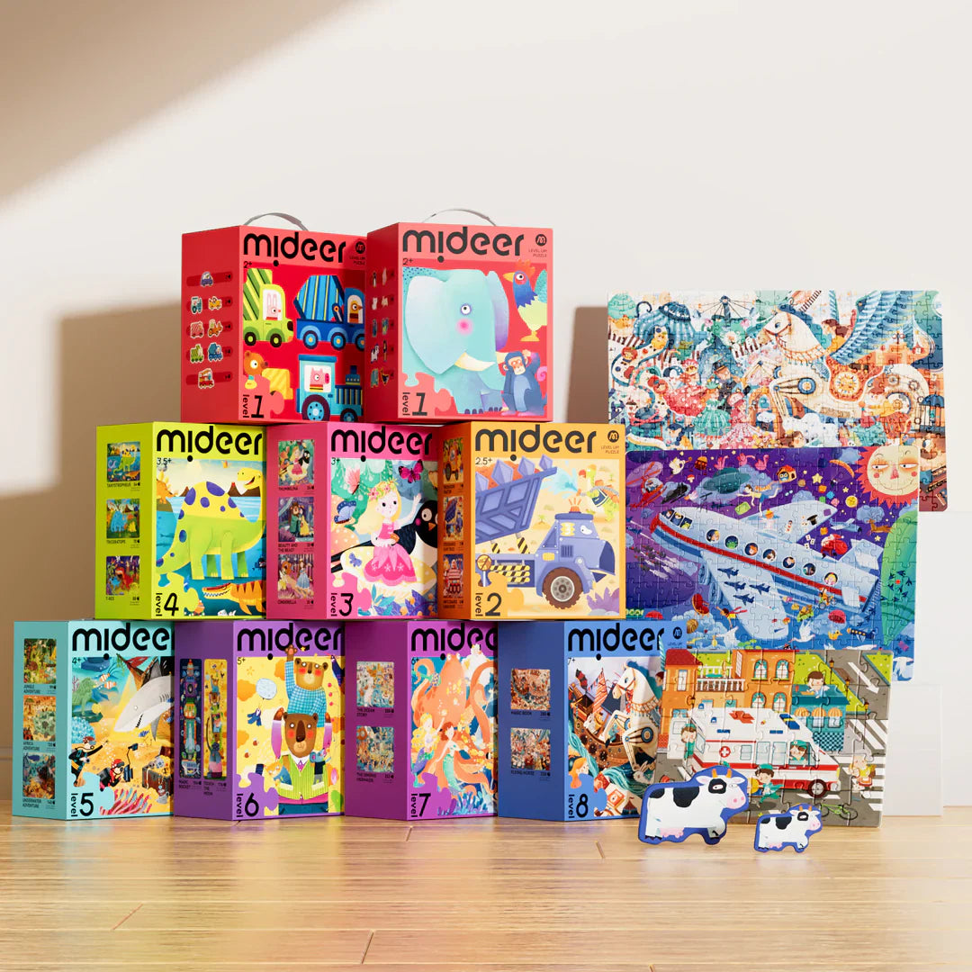 Mideer - Level Up dėlionių rinkinys – 2 lygis Gyvūnų šeimos