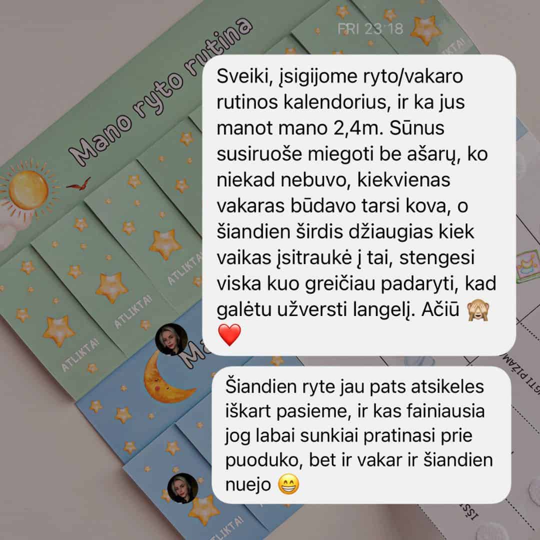 Ryto ir vakaro rutinos kalendorių rinkinys