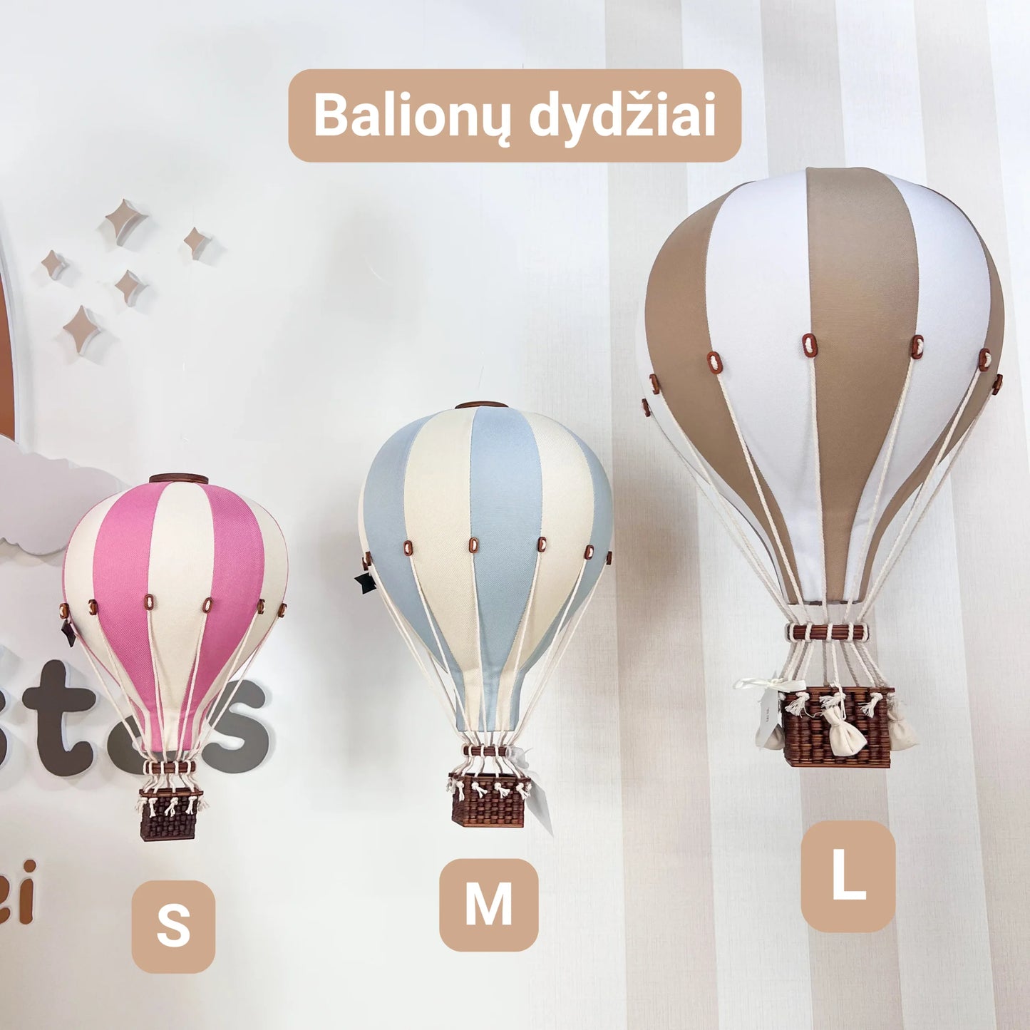 Pakabinamas dekoratyvinis oro balionas BEIGE-POWDER PINK