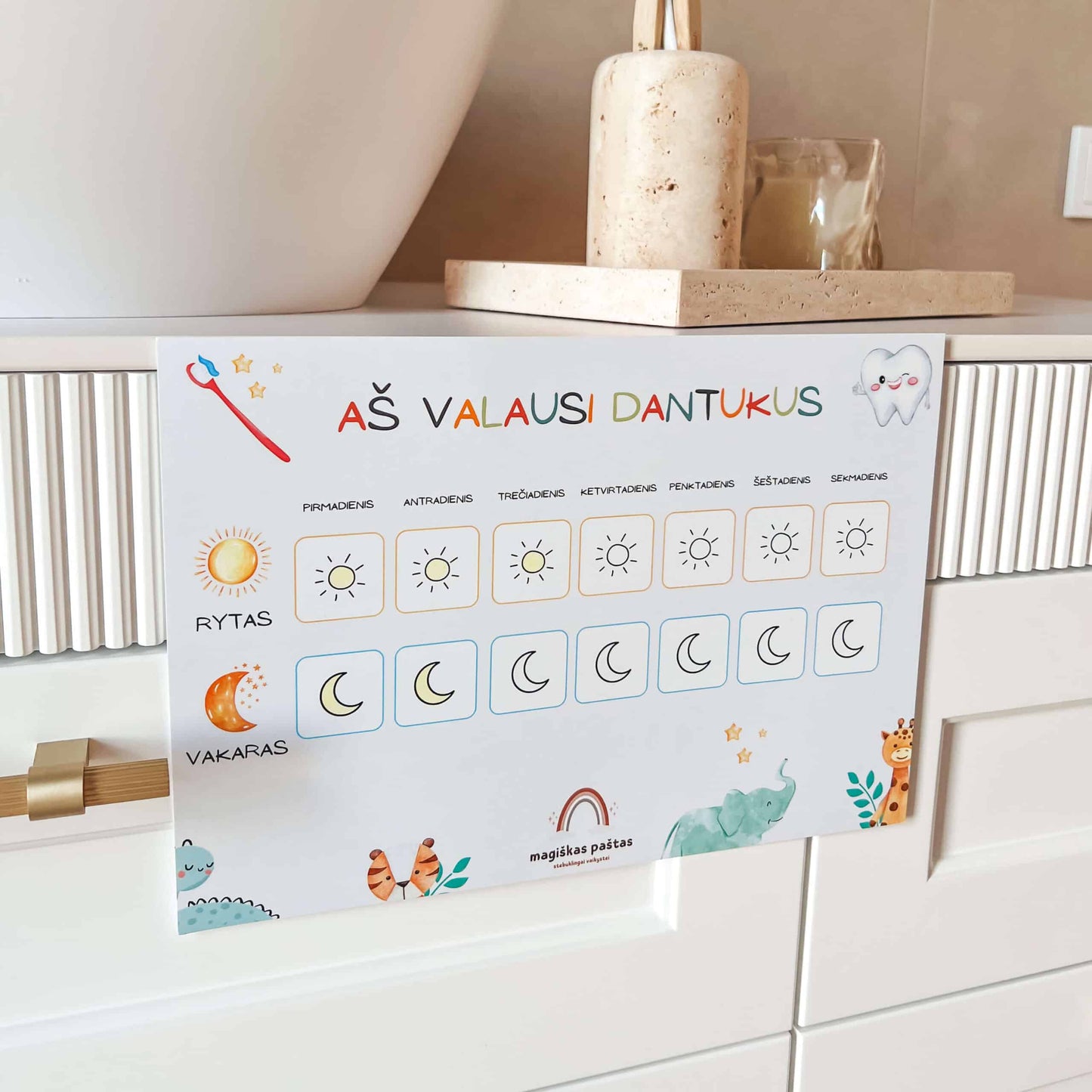 Rinkinys "Ryto, vakaro ir dantukų valymo kalendoriai"
