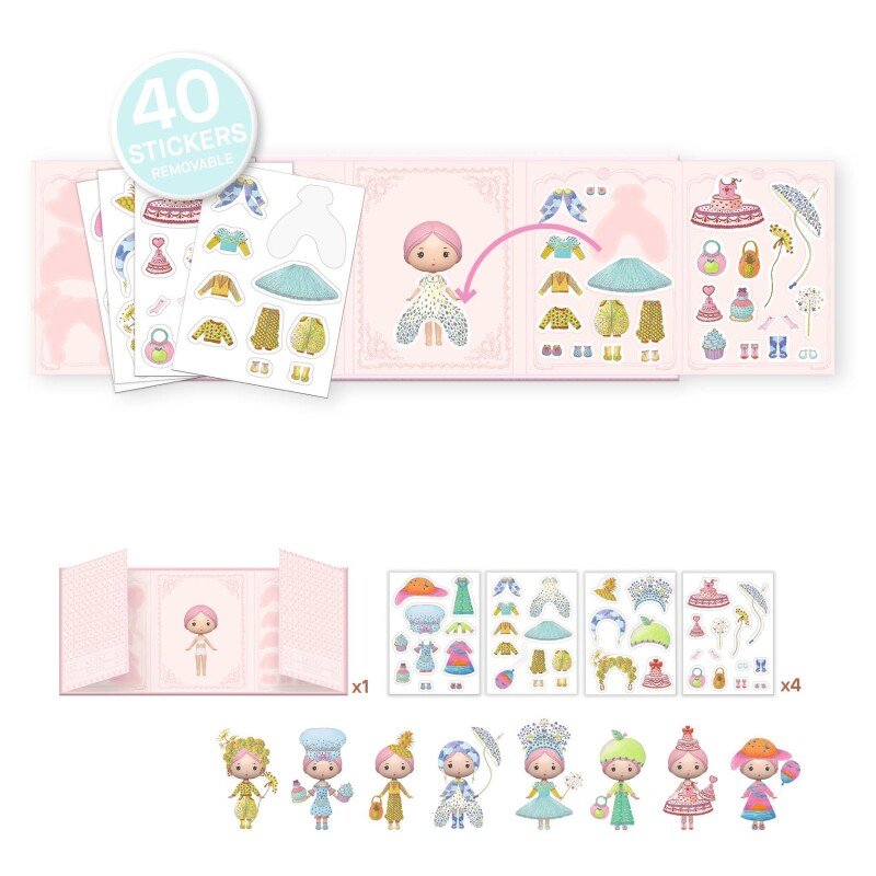 Djeco Tinyly daugkartiniai lipdukai - Miss Lilypink