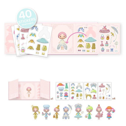 Djeco Tinyly daugkartiniai lipdukai - Miss Lilypink