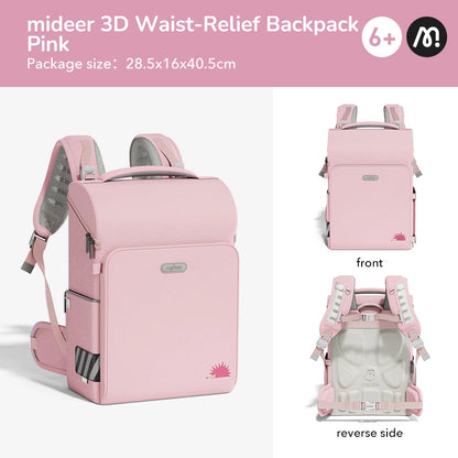 Mideer 3D juosmenį atpalaiduojanti mokyklinė kuprinė - Pink