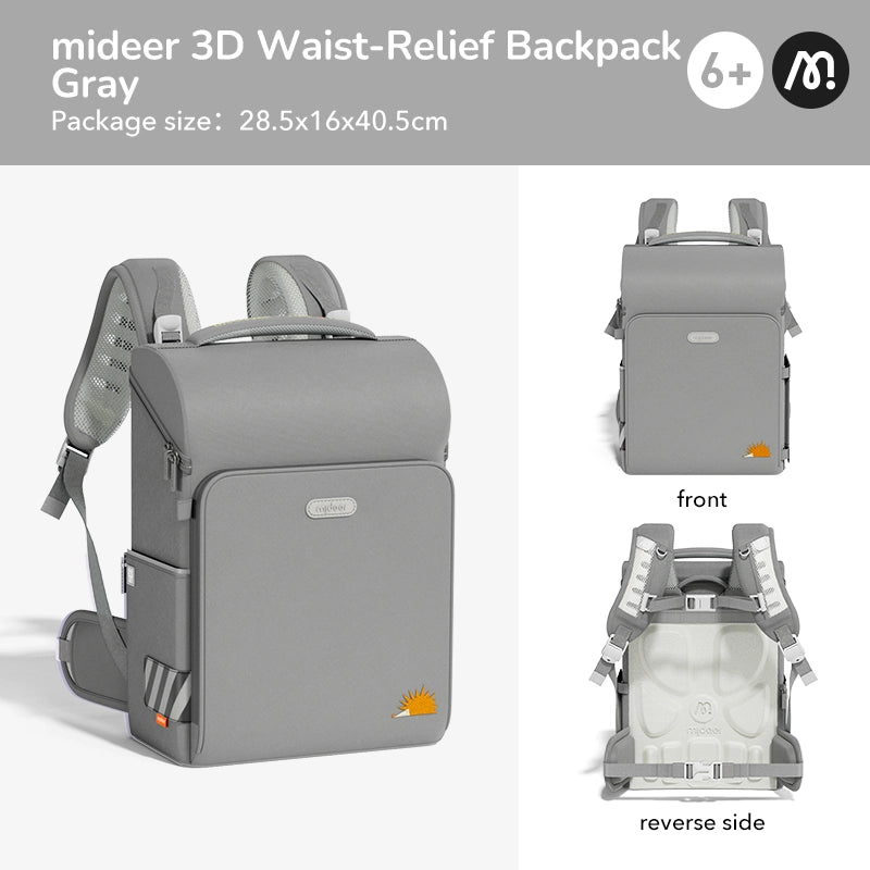 Mideer 3D juosmenį atpalaiduojanti mokyklinė kuprinė - Grey