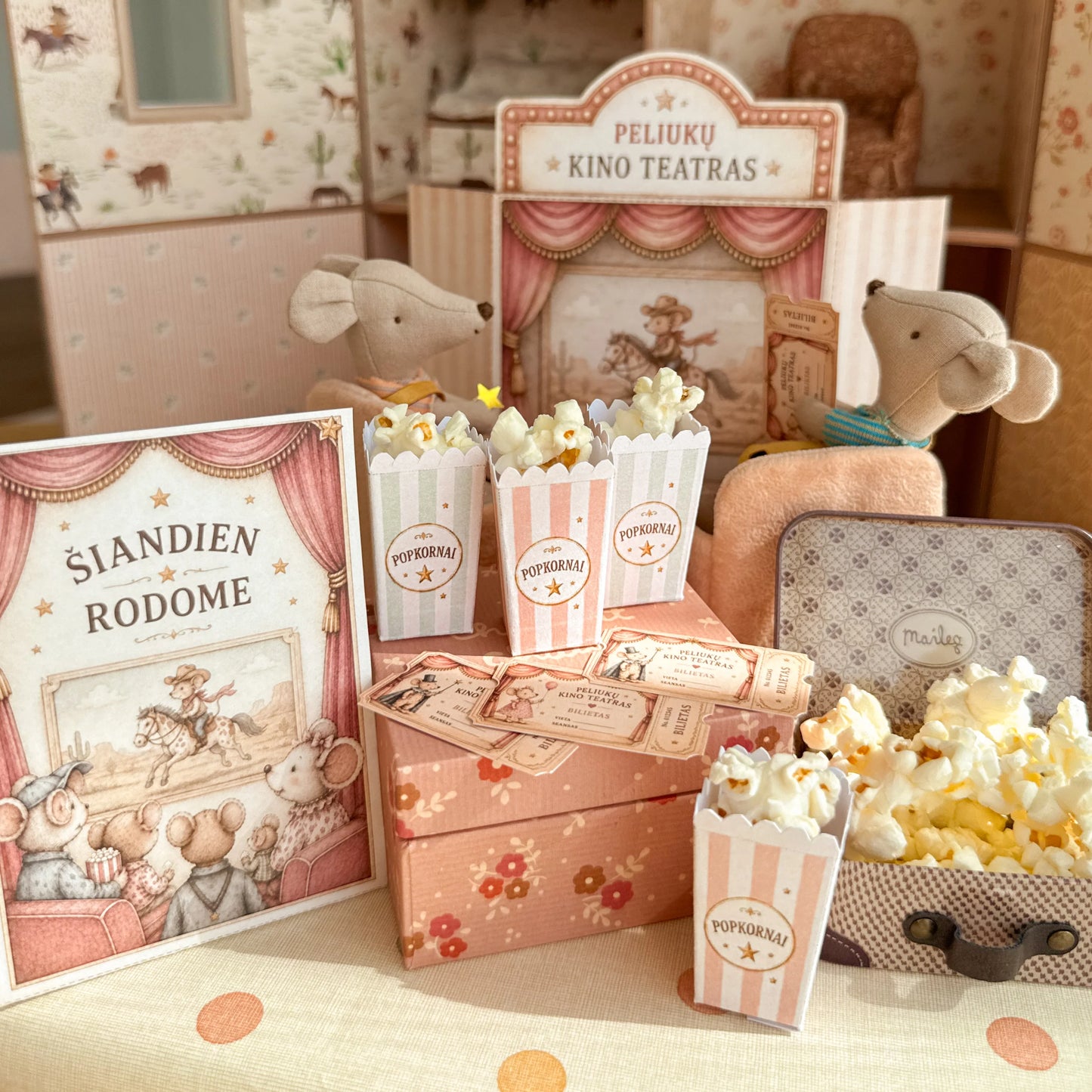 Maileg mouse house wallpaper