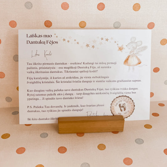 Personalizuotas dantukų fėjos laiškas