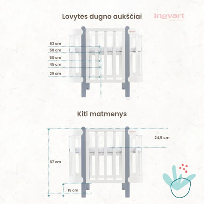 Ingvart transformuojama kūdikio lovytė - Nika natural + white