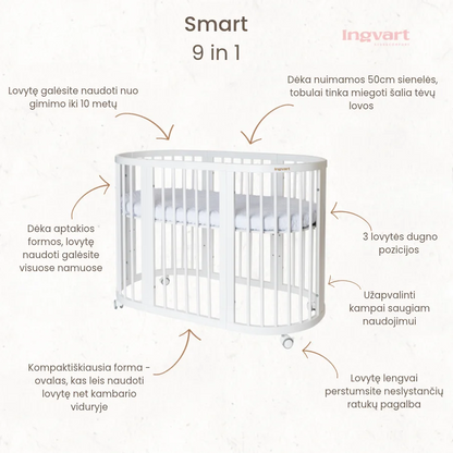Ingvart transformuojama kūdikio lovytė - Smart white