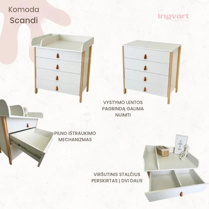Ingvart komoda - Scandi white + natural