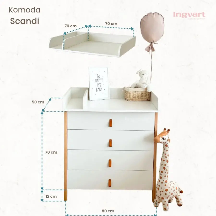 Ingvart komoda - Scandi white + natural