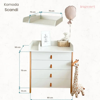 Ingvart komoda - Scandi white + natural