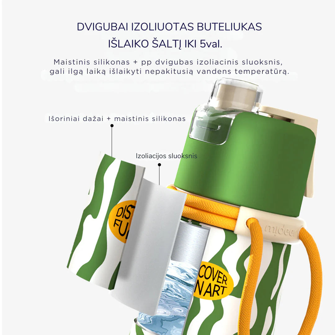 Mideer - Vėsinanti 2in1 gertuvė su purškikliu, 500ml - Water Green