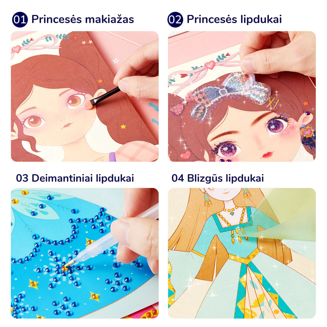 Mideer - 3in1 kūrybinių dirbtuvių rinkinys - Princesės fantazijų makiažas
