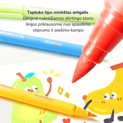 Mideer - Akriliniai markeriai su teptukiniu antgaliu spalvinimo dėkle – 36 spalvos