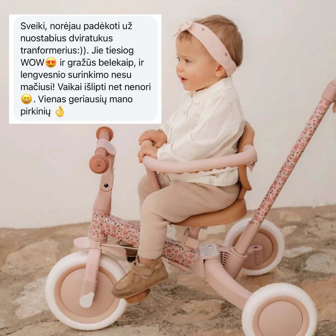 Little Dutch Triratukas - balansinis dviratukas 4 in 1 - Fairy Floral