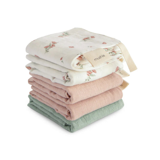 Mushie – muslino merliukai - Pink Flowers Combo