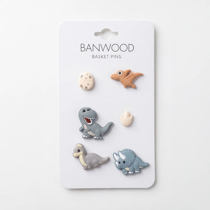 Banwood krepšelis paspirtukui ar dviračiui ir ženkliukai - Teal Dinosaurs