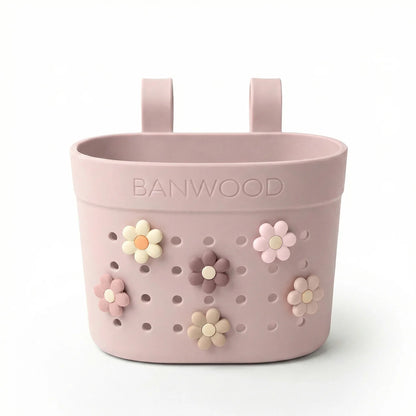 Banwood krepšelis paspirtukui ar dviračiui ir ženkliukai - Dusty rose Flowers