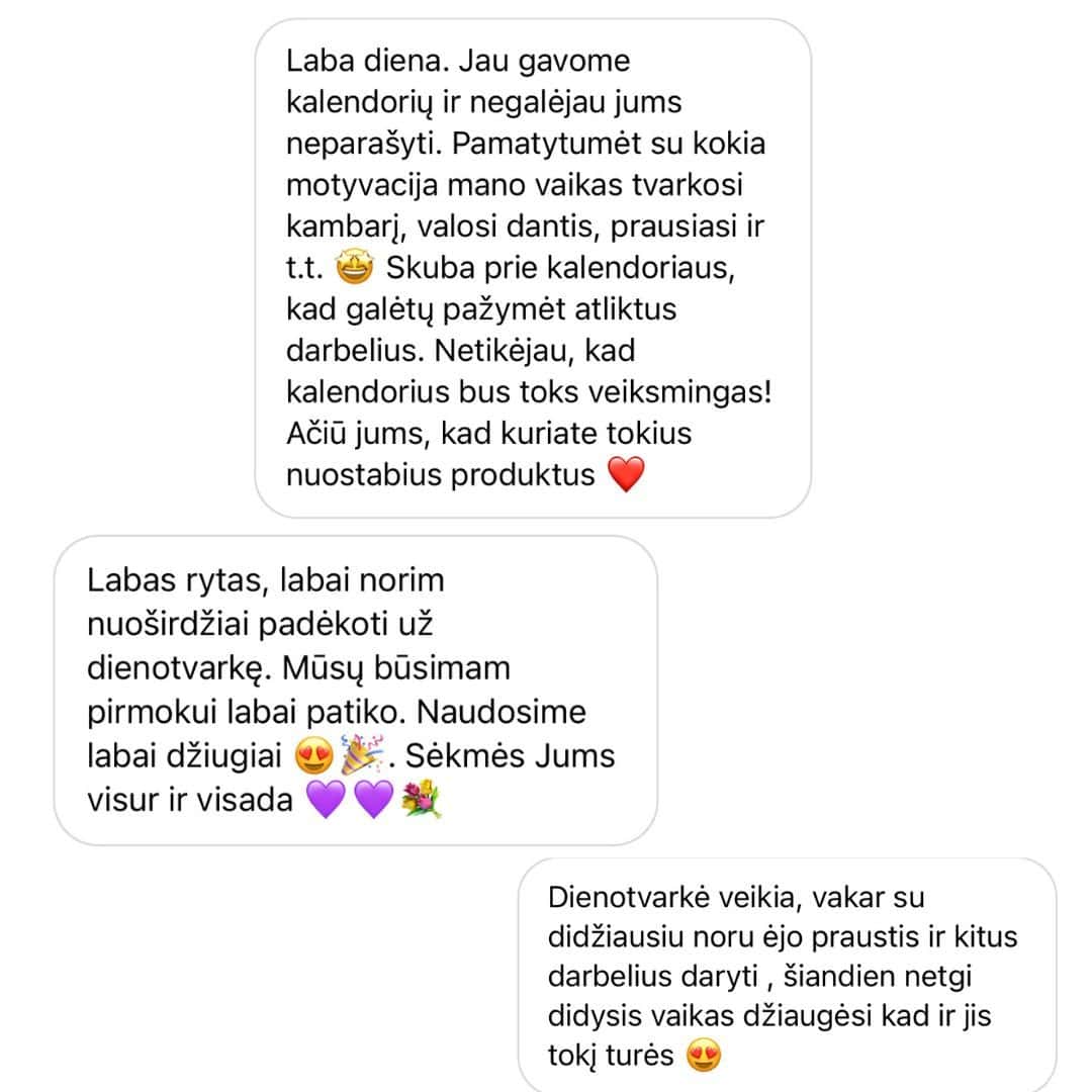 Vaiko dienotvarkė ir pareigų kortelės