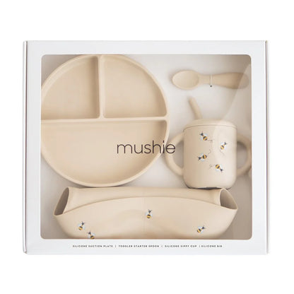 Mushie – silikoninis maitinimo rinkinys – bitutės