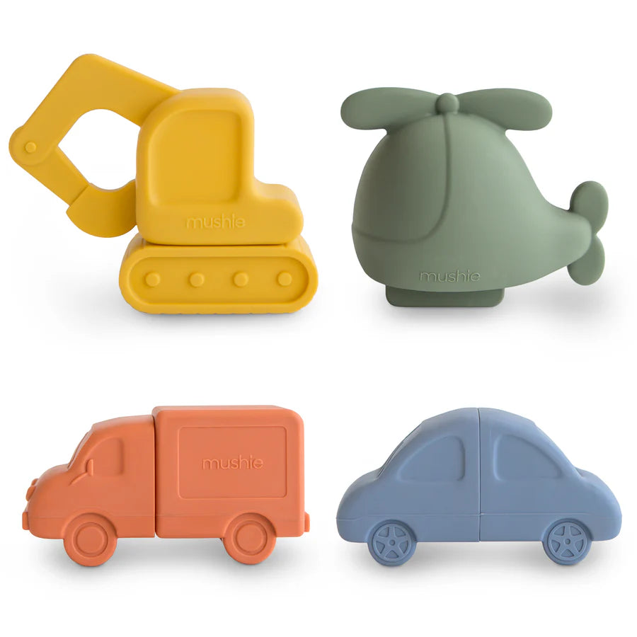 Mushie silikoniniai vonios žaislai - Vehicles