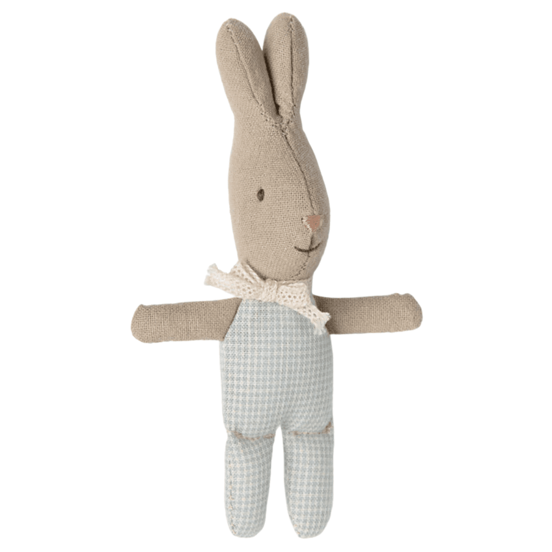 Maileg mini triušis - Light blue check