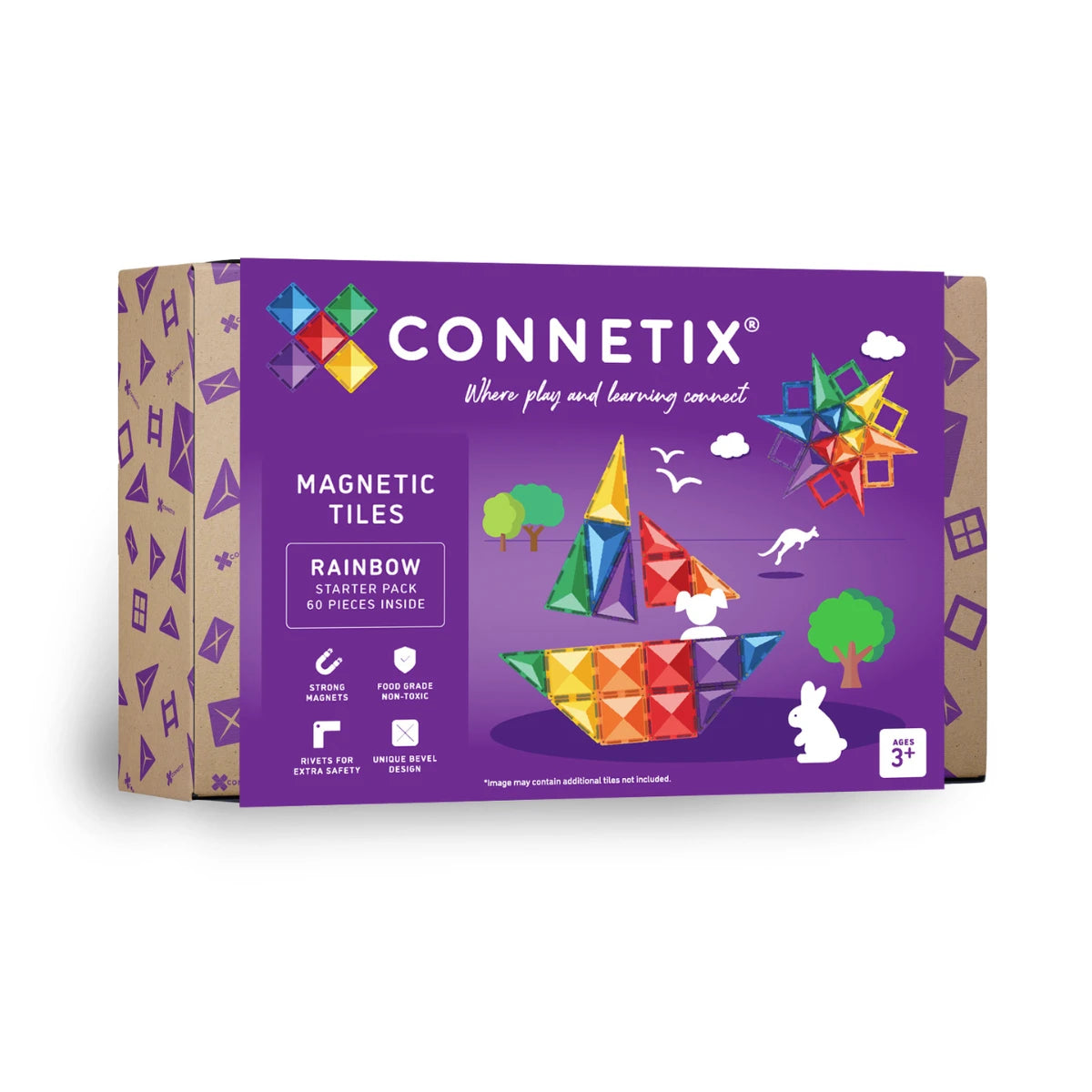 Connetix 60 dalių magnetinis konstruktorius - Rainbow Starter