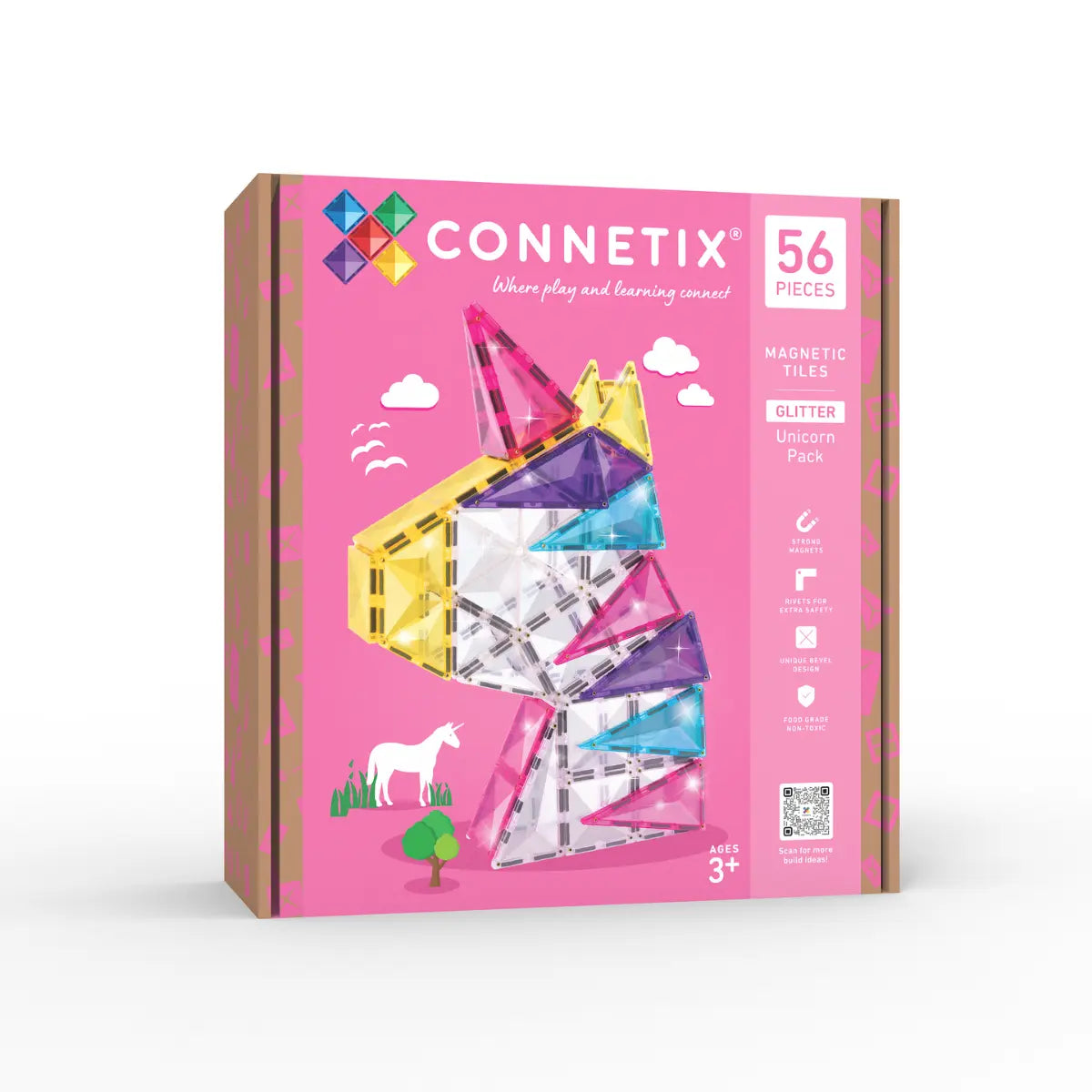 Connetix 56 dalių magnetinis konstruktorius - Glitter Unicorn